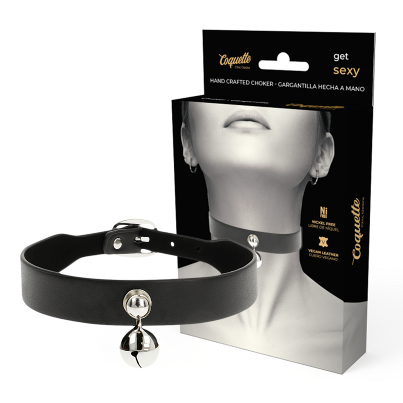 Coquette Chic Desire - Collar Cuero Vegano Accesorio Woman Cascabel