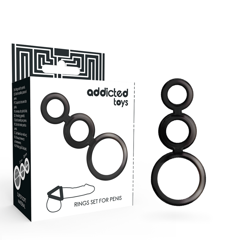 Addicted Toys - Set Anillos Pene Y Testículos - Ahumado