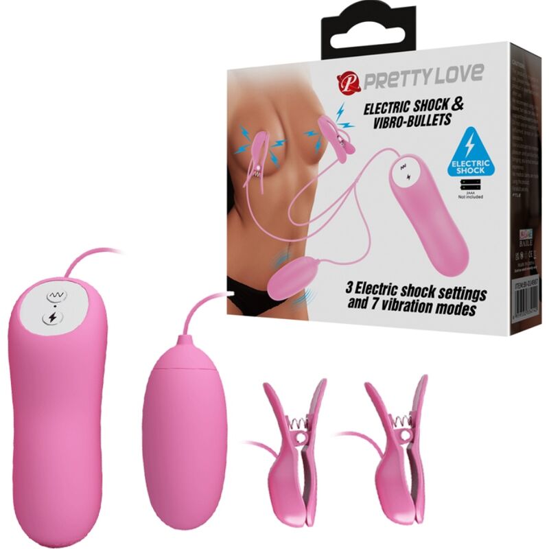 Pretty Love - Pinzas Con Vibración Y Eletroshock Rosa