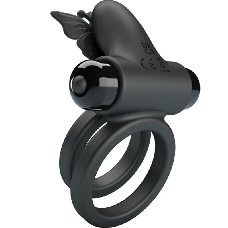Pretty Love - Doble Anillo Vibrador Con Estimulador Negro