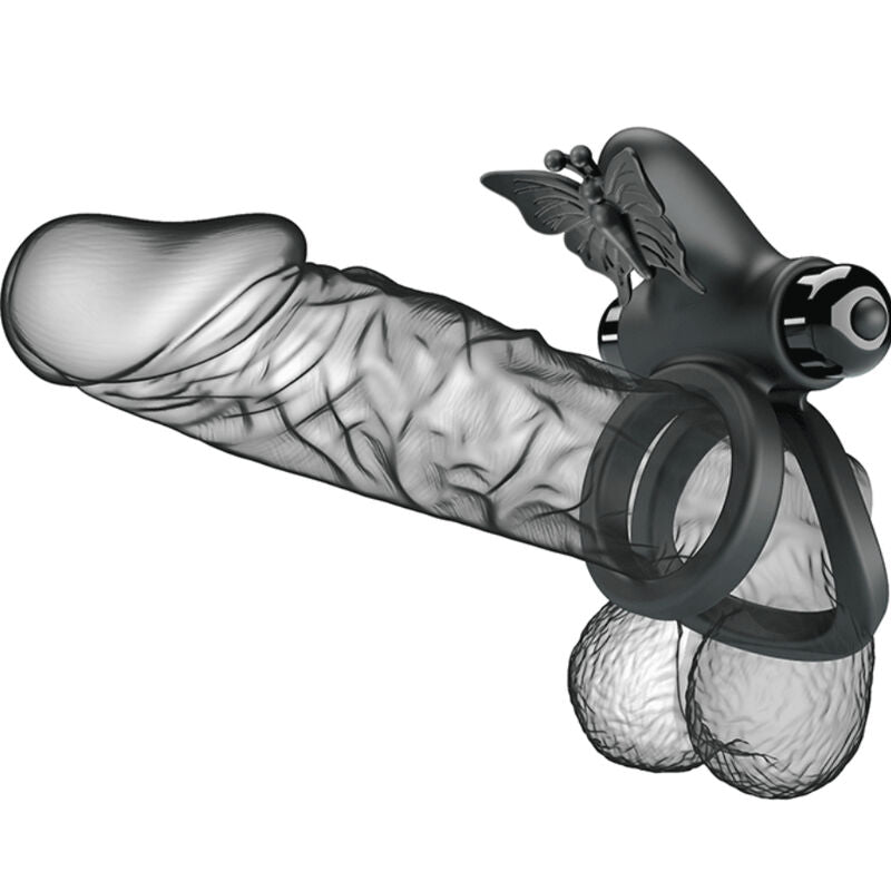 Pretty Love - Doble Anillo Vibrador Con Estimulador Negro