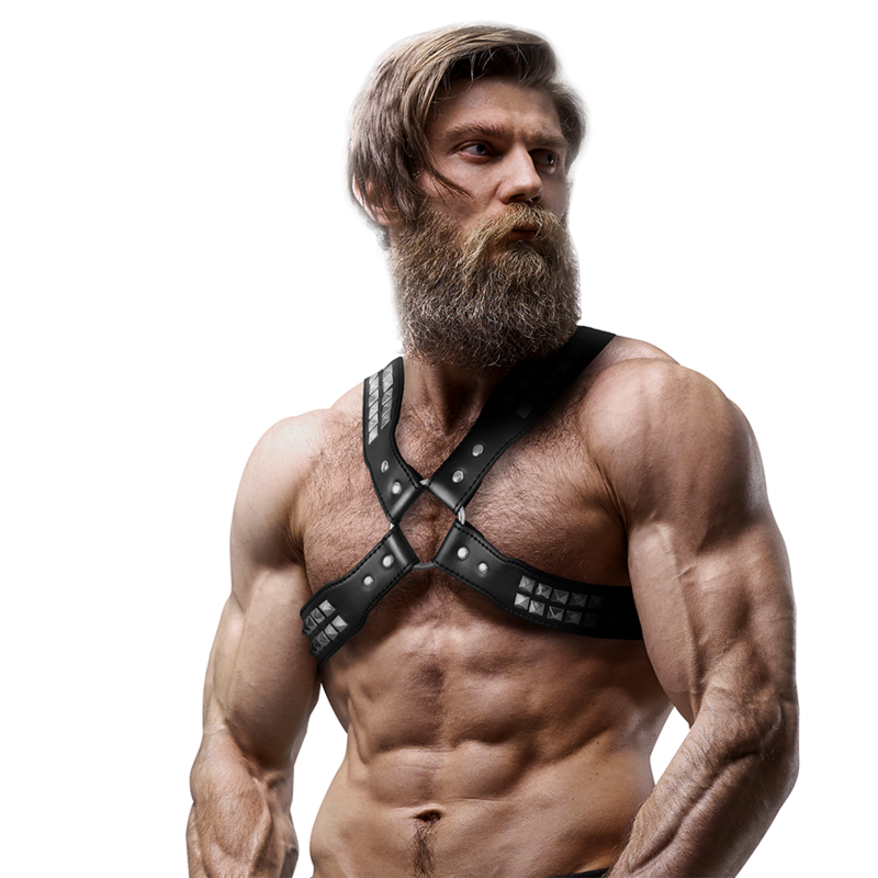 Fetish Submissive Attitude - Arnés Ecopiel Pecho Cruzado Con Remaches Hombre