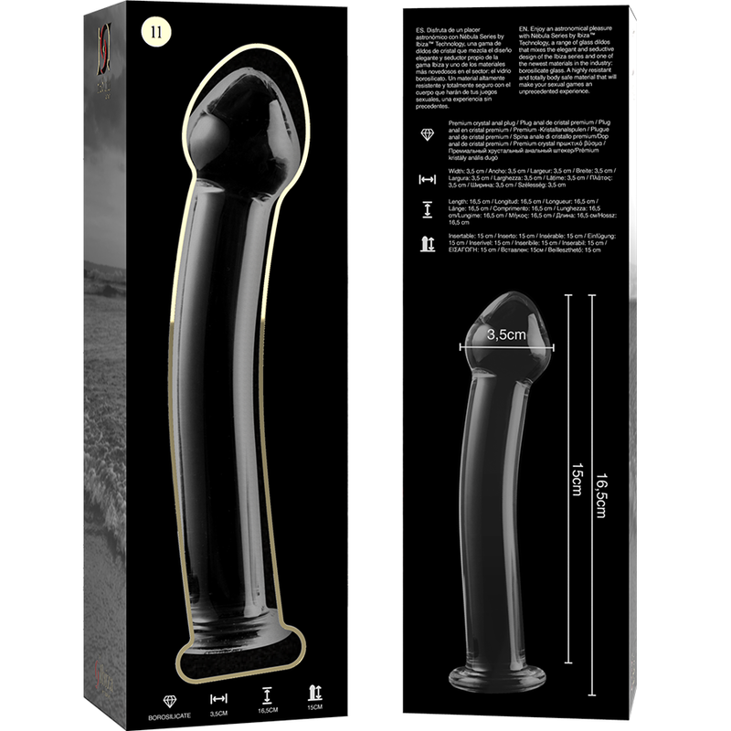 Nebula Series By Ibiza - Modelo 11 Dildo Cristal Transparente 16 Cm -o- 3 Cm
