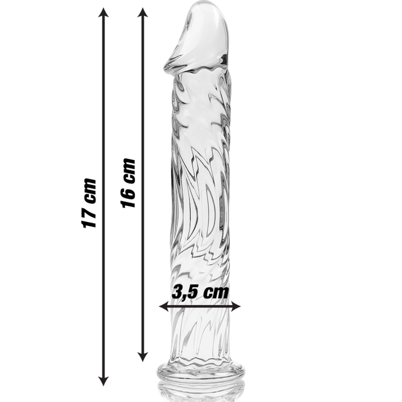 Dildo Cristal Nebula Series By Ibiza - Modelo 12 Borosilicato 17 X 3.5 Cm Transparente
