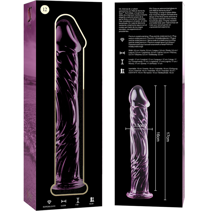 Dildo Cristal Nebula Series By Ibiza - Modelo 12 Borosilicato 17 X 3.5 Cm Rosa
