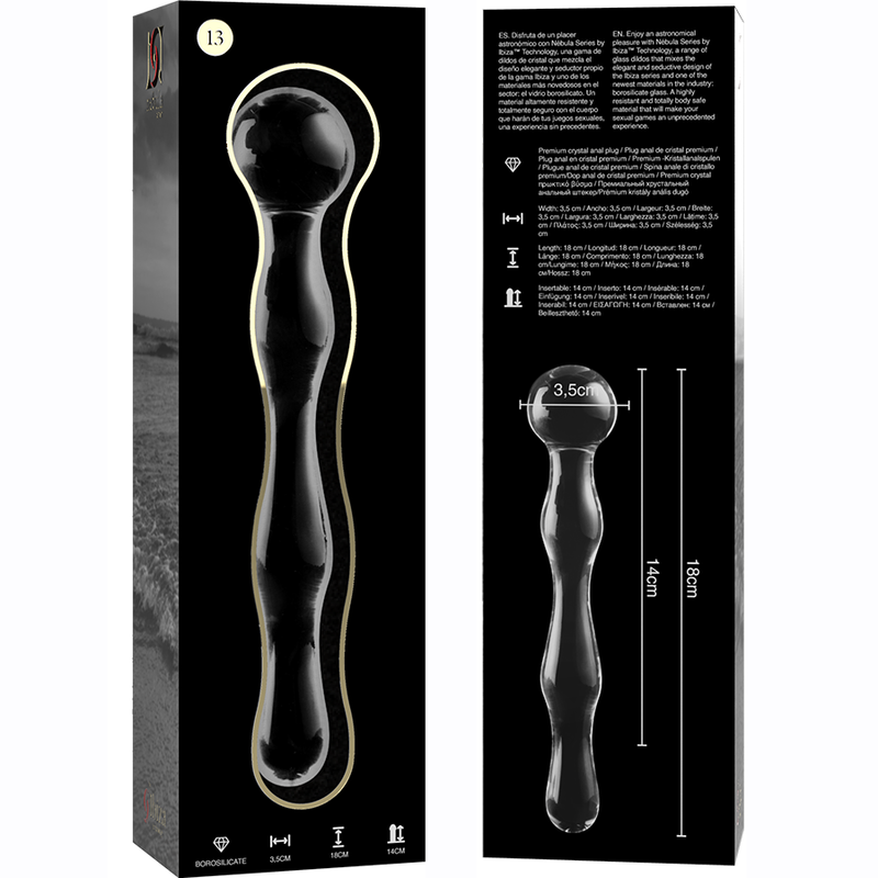Dildo Cristal Nebula Series By Ibiza - Modelo 13 Borosilicato 18 X 3.5 Cm Transparente