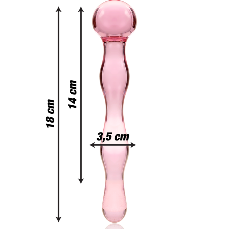 Dildo Cristal Nebula Series By Ibiza - Modelo 13 Borosilicato 18 X 3.5 Cm Rosa
