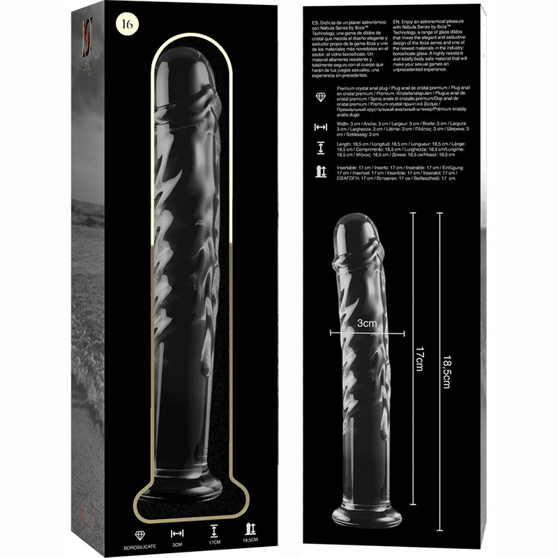 Nebula Series By Ibiza - Modelo 16 Dildo Cristal Transparente 18.5 Cm -o- 3 Cm