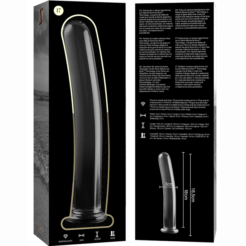 Dildo Crista Nebula Series By Ibiza - Modelo 17 L Borosilicato 18.5 X 3 Cm Transparente