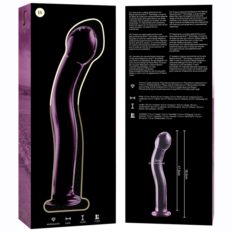 Nebula Series By Ibiza - Modelo 18 Dildo Cristal Rosa 18.5 Cm -o- 3.5 Cm