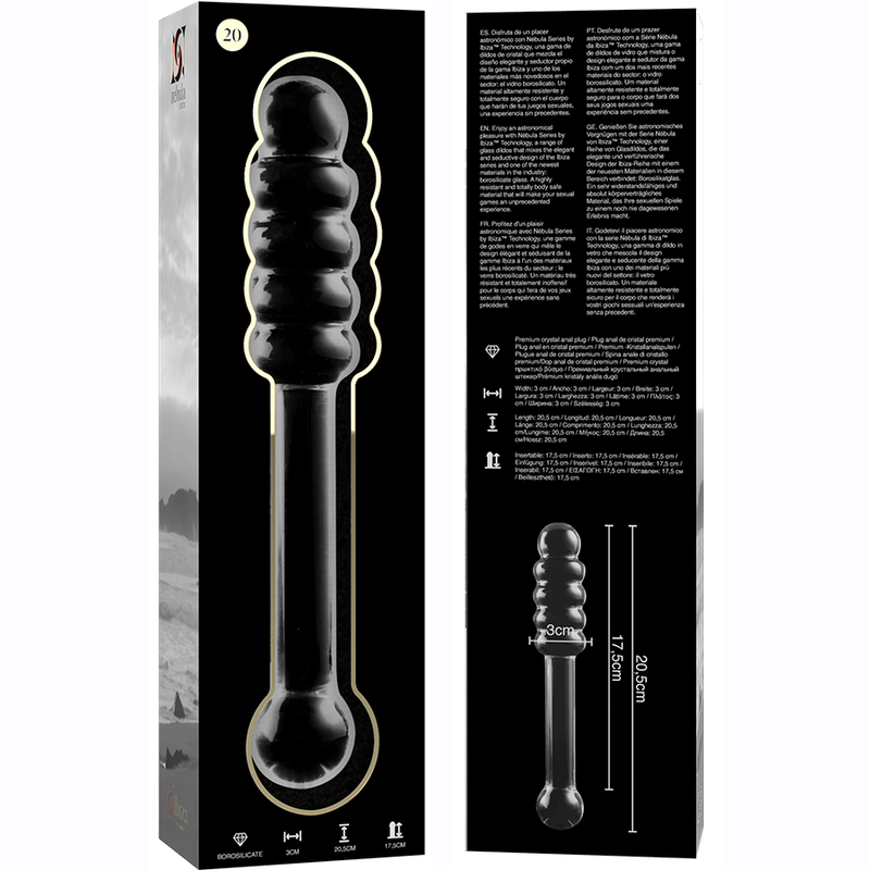 Dildo Nebula Series By Ibiza Modelo 20 Cristal Borosilicato 20.5 X 3 Cm Transparente