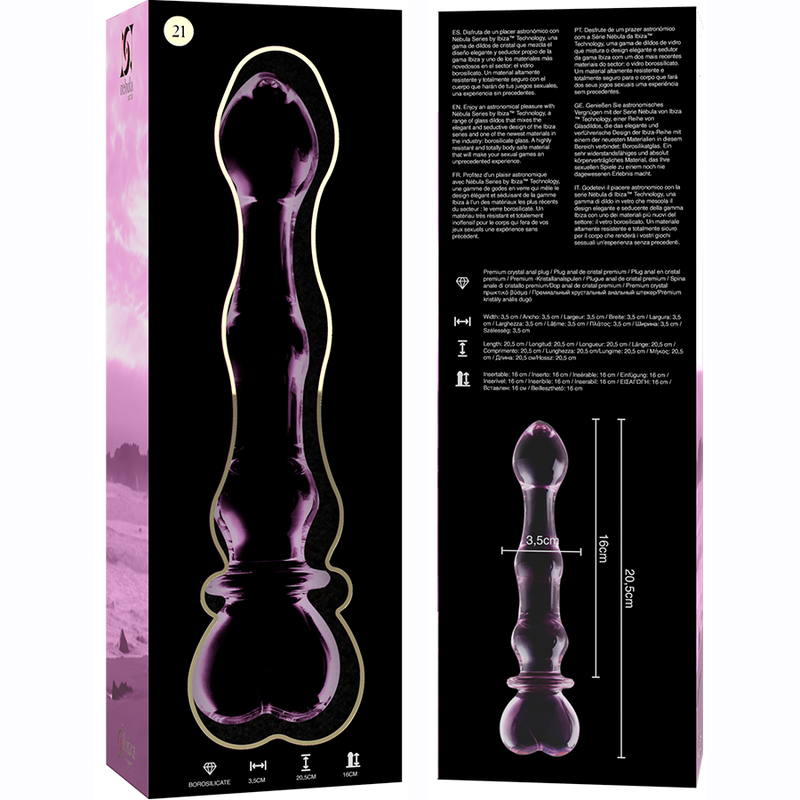 Nebula Series By Ibiza - Modelo 21 Dildo Cristal Rosa 20.5 Cm -o- 3.5 Cm