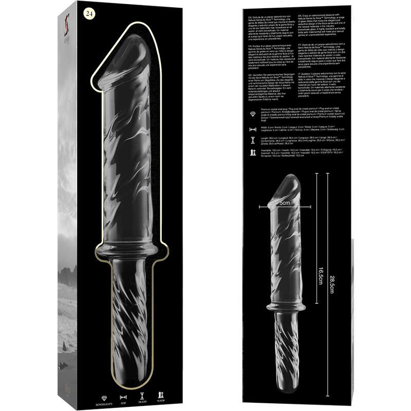 Nebula Series By Ibiza - Modelo 24 Dildo Cristal Transparente 28.5 Cm -o- 5 Cm