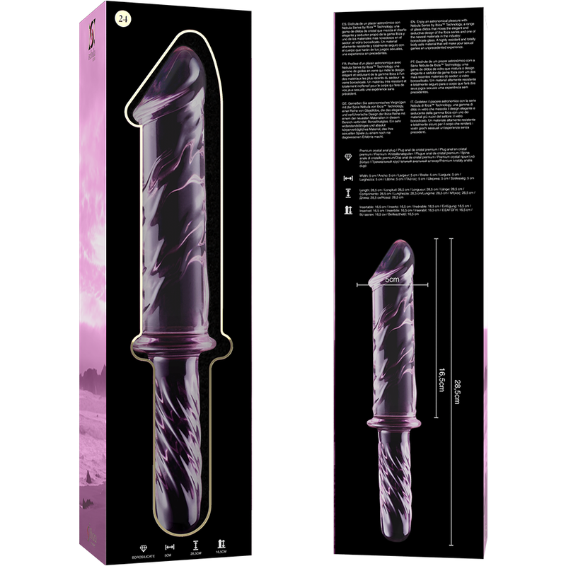 Nebula Series By Ibiza - Modelo 24 Dildo Cristal Rosa 28.5 Cm -o- 5 Cm