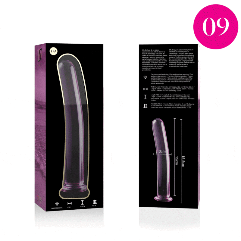 Dildo Cristal Nebula Series By Ibiza - Modelo 9 Borosilicato 15.5 X 2.5 Cm Rosa