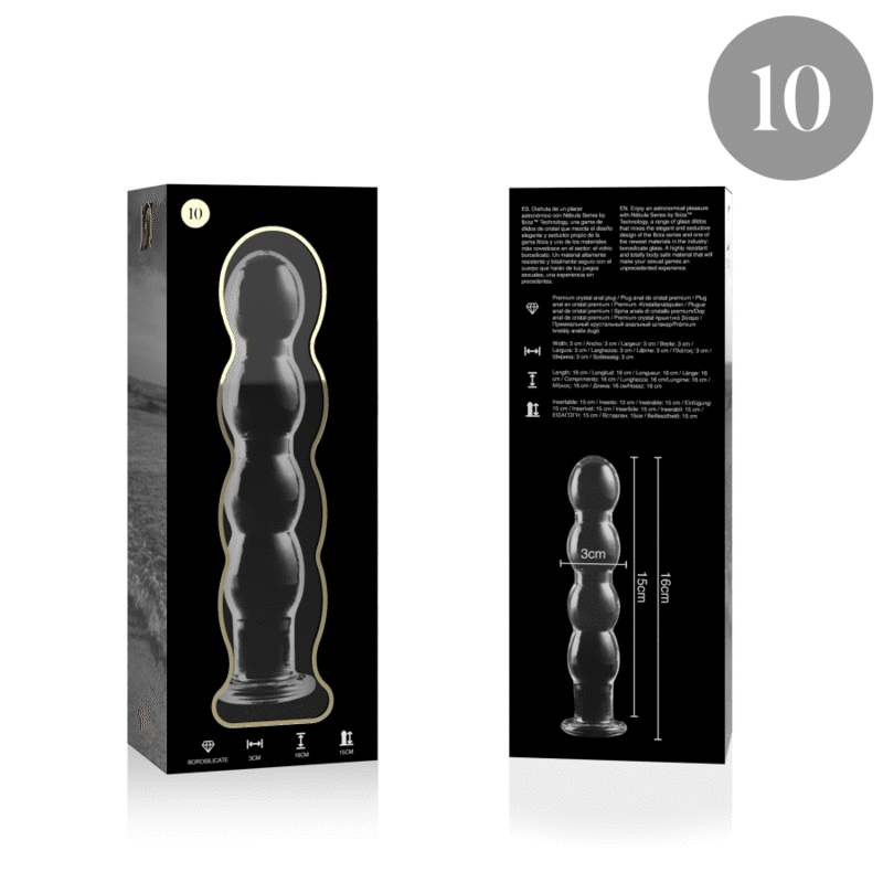Dildo Cristal Nebula Series By Ibiza - Modelo 10 Borosilicato 16.5 X 3.5 Cm Transparente