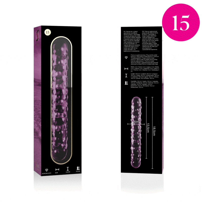 Nebula Series By Ibiza - Modelo 15 Dildo Cristal Rosa 18.5 Cm -o- 3 Cm
