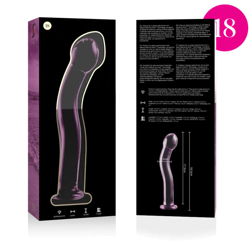 Nebula Series By Ibiza - Modelo 18 Dildo Cristal Rosa 18.5 Cm -o- 3.5 Cm