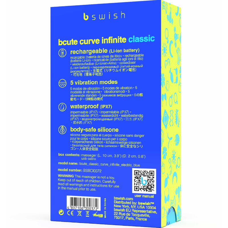 B Swish - Bcute Curve Infinite Classic Vibrador Recargable Silicona Azul