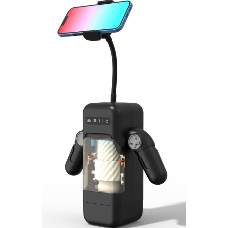 Masturbador Game Cup Masculino Con Vibración Y Función Calor Con Soporte Para Móviles - Negro