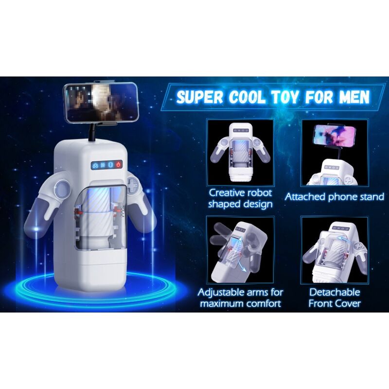 Masturbador Game Cup Masculino Con Vibración Y Función Calor Con Soporte Para Móviles - Negro