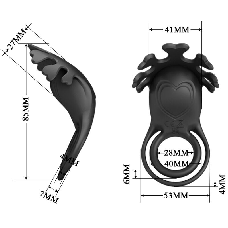 Pretty Love - Ruben Anillo Vibrador 7 Vibraciones Silicona Negro