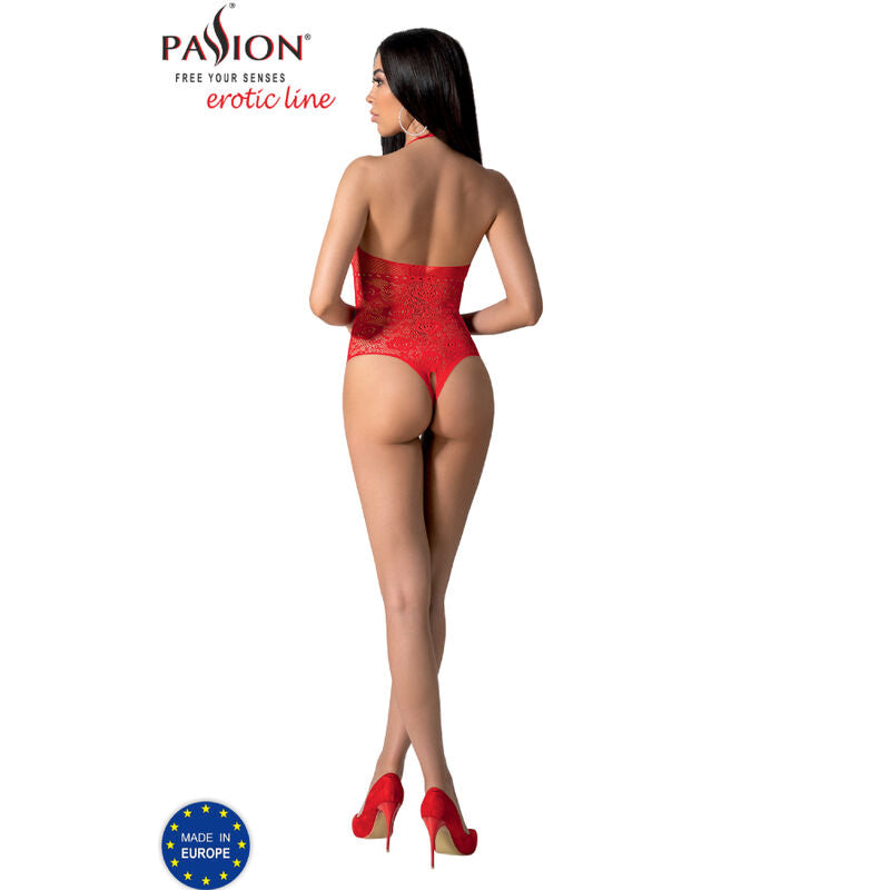 Passion - Bs094 Bodystocking Rojo Talla Única