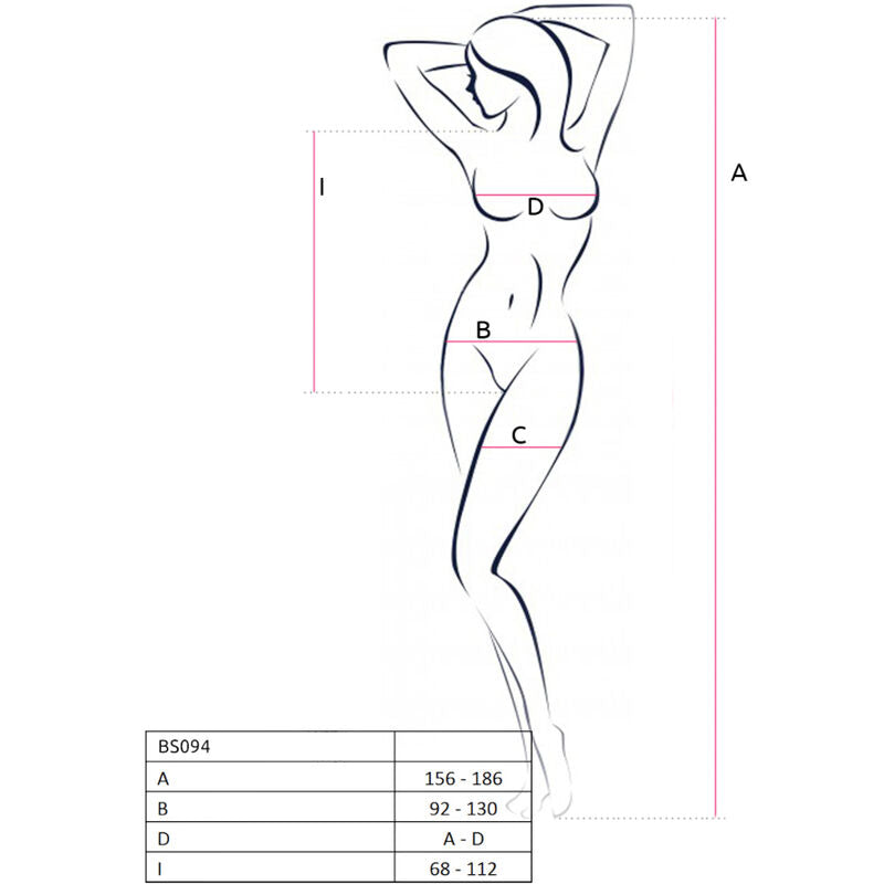 Passion - Bs094 Bodystocking Blanco Talla Única