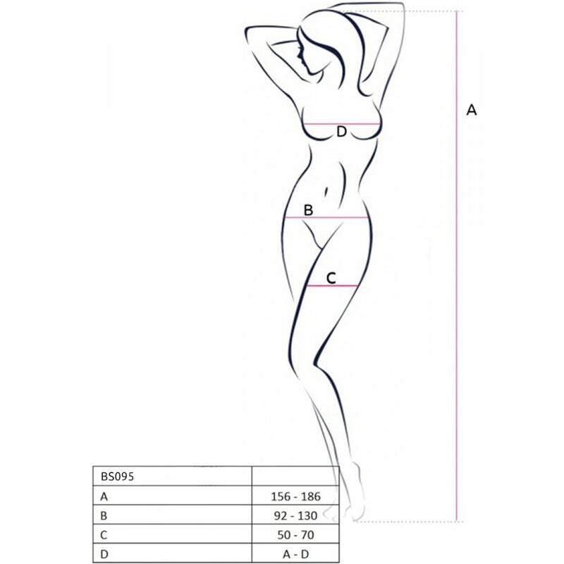 Passion - Bs095 Bodystocking Negro Talla Unica