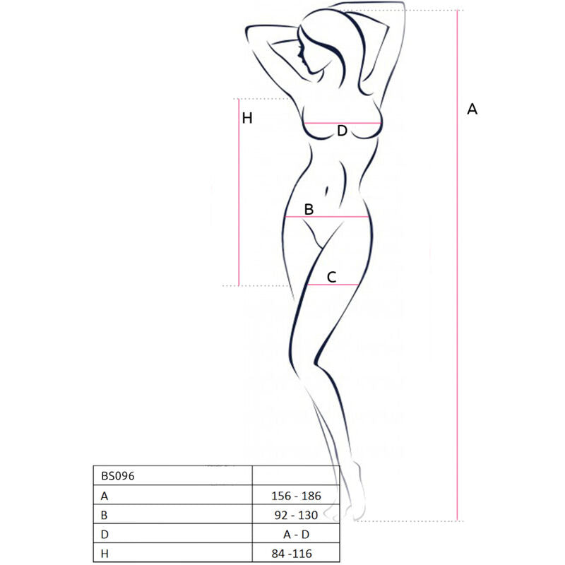 Passion - Bs096 Bodystocking Negro Talla Única