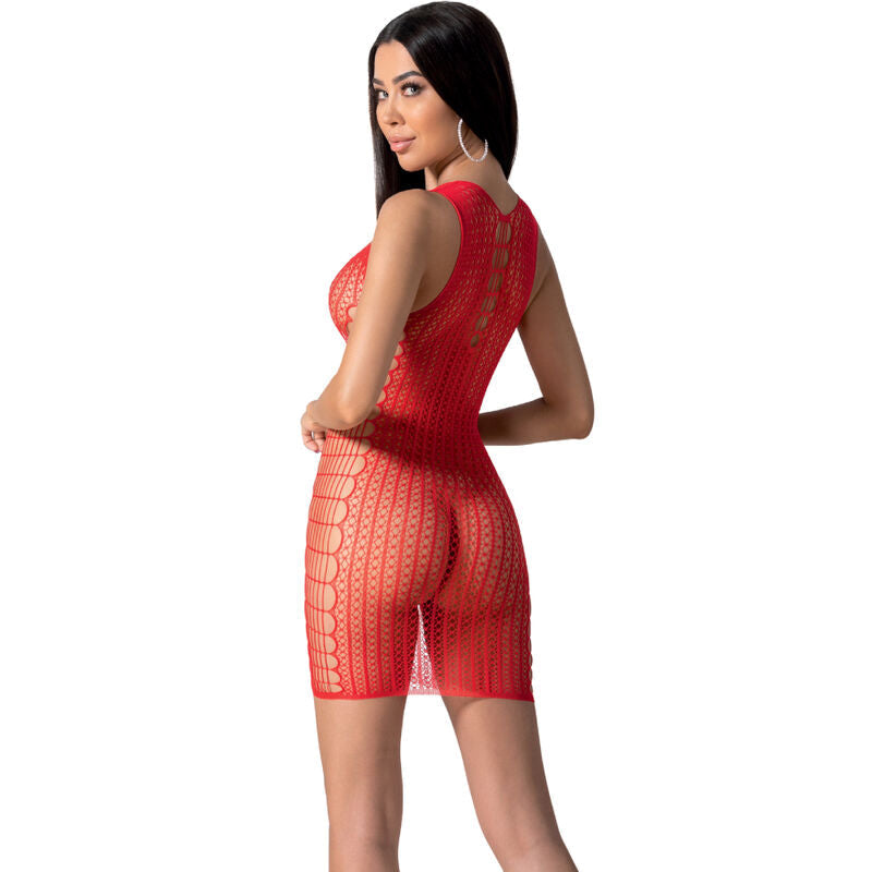 Passion - Bs097 Bodystocking Rojo Talla Unica
