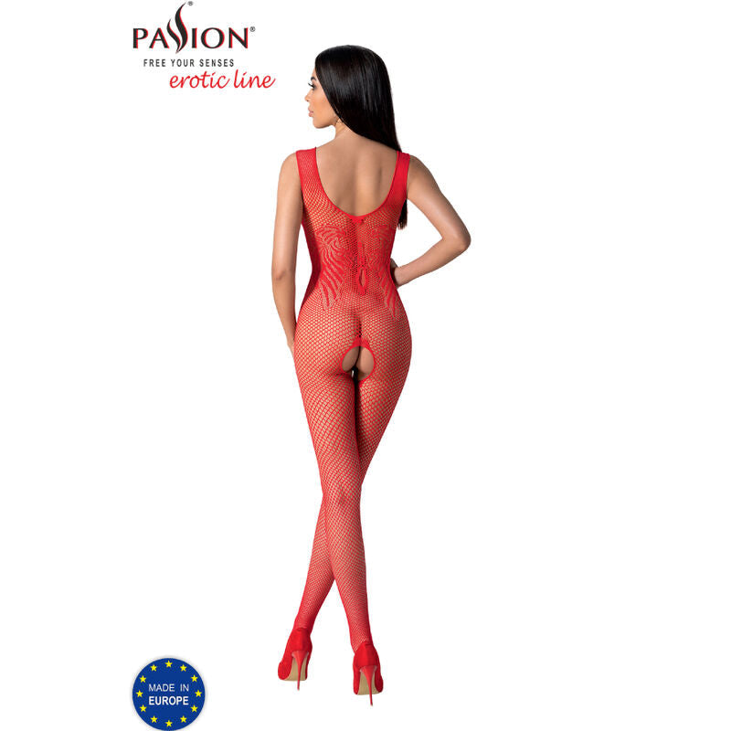 Passion - Bs098 Bodystocking Rojo Talla Unica