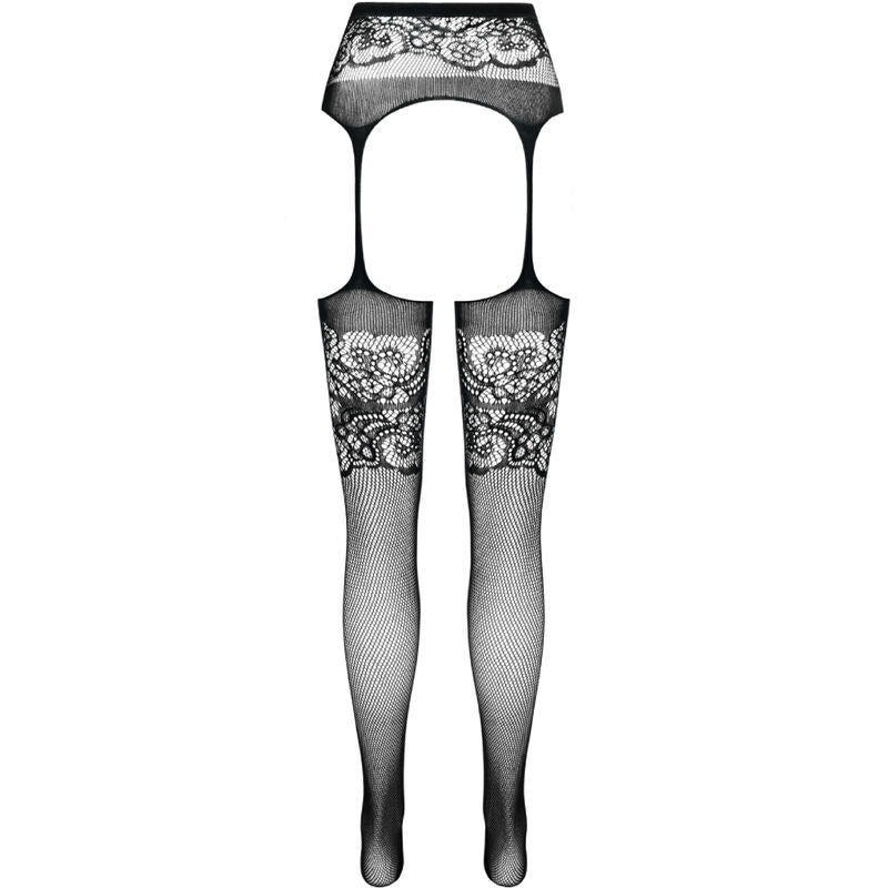 Passion - S029 Medias Con Liguero Negro Talla Única