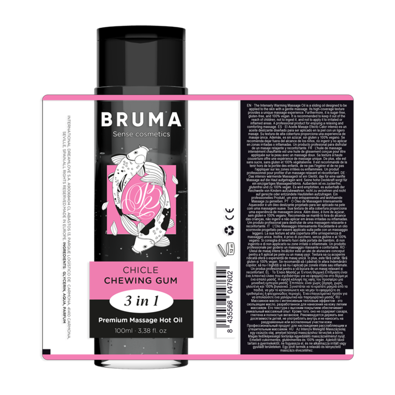 Aceite De Masaje Brum Premium Efecto Calor Sabor Chicle 3 En 1