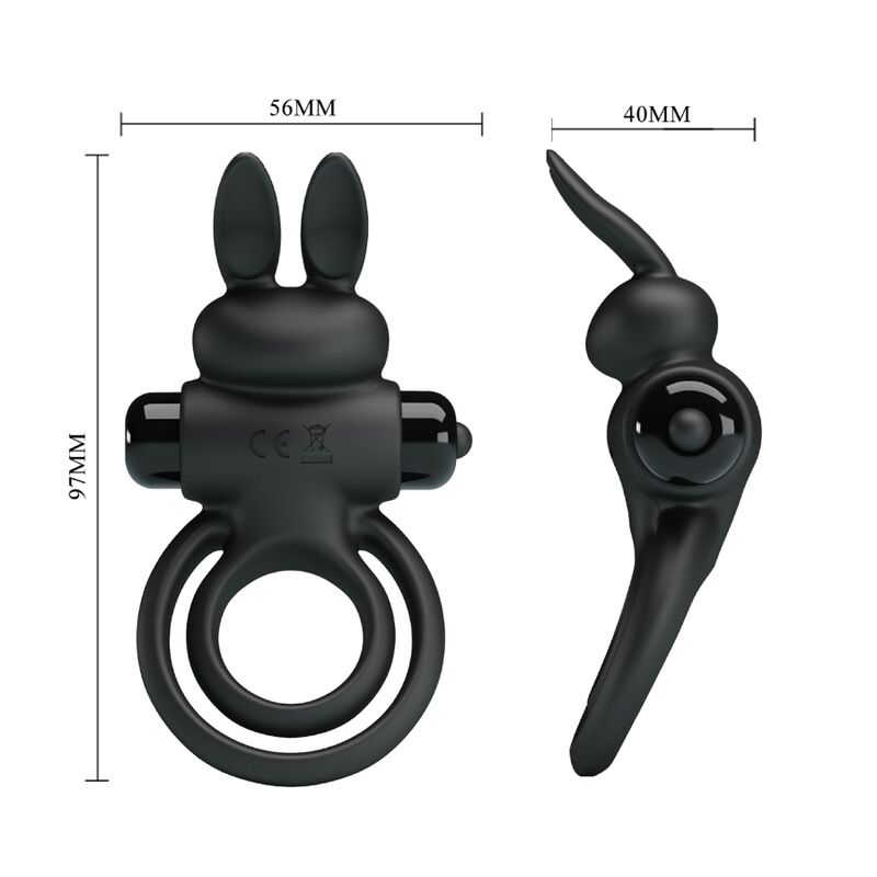 Pretty Love - Anillo Vibrador Iii Conejo Para Pene Negro