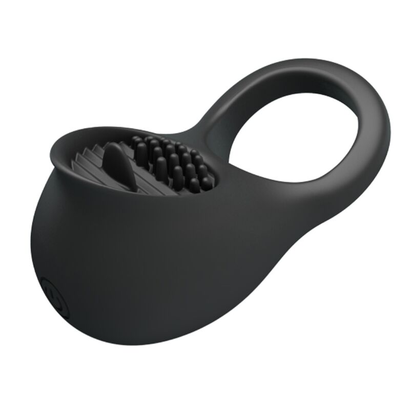 Pretty Love - Anillo Vibrador Para Pene Con Lengua Negro