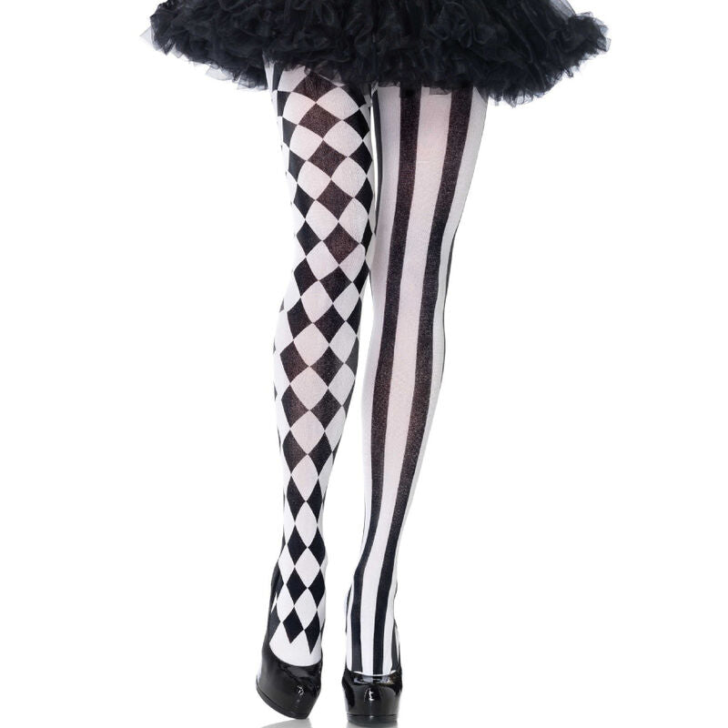 Leg Avenue - Medias Arlequin Negro/Blanco
