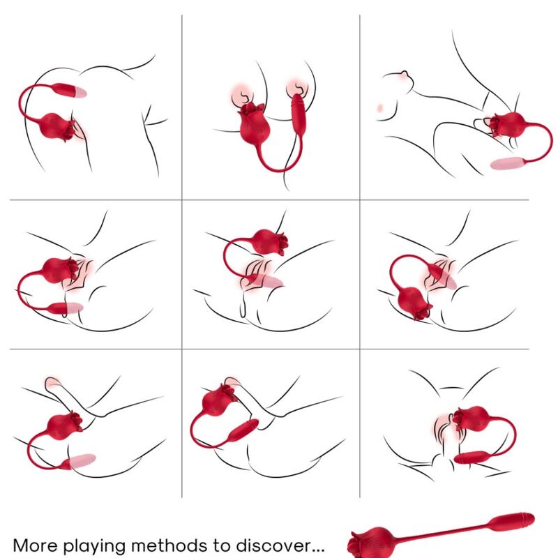 Armony - Roselip Estimulador Clitoris Con Lengua 10 Modos & Vibrador Rojo