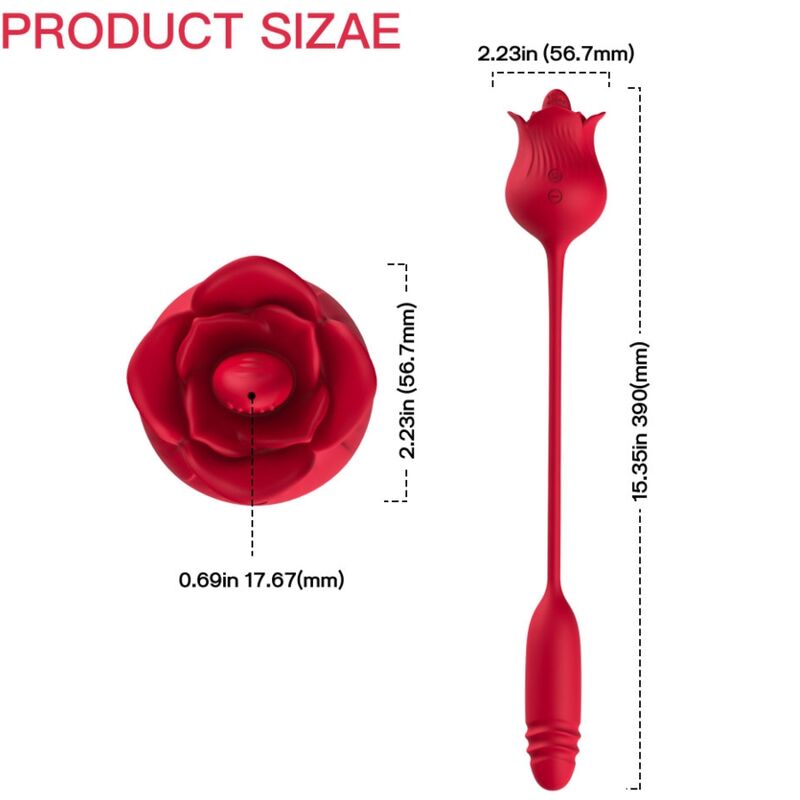 Armony - Roselip Estimulador Clitoris Con Lengua 10 Modos & Vibrador Rojo