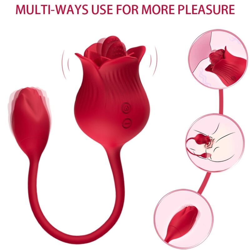 Armony - Rosa Vibrador Estimulador Clítoris Con Cola 10 Modos Rojo
