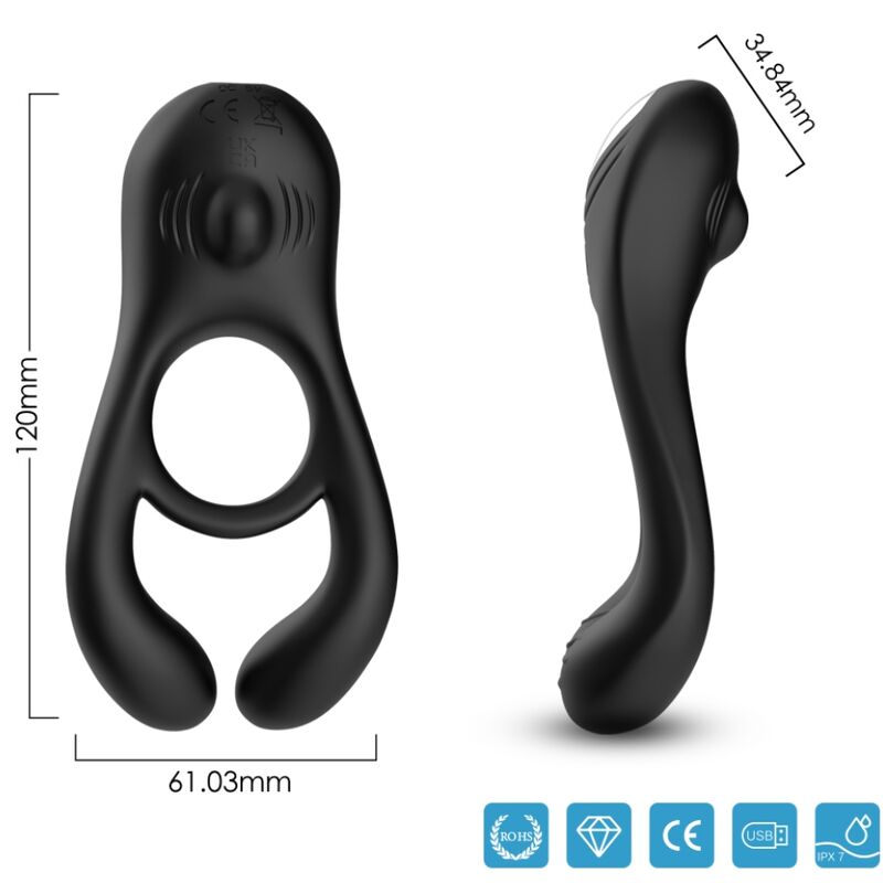 Armony - Veyron Anillo Vibrador Doble Pinza Control Remoto Negro