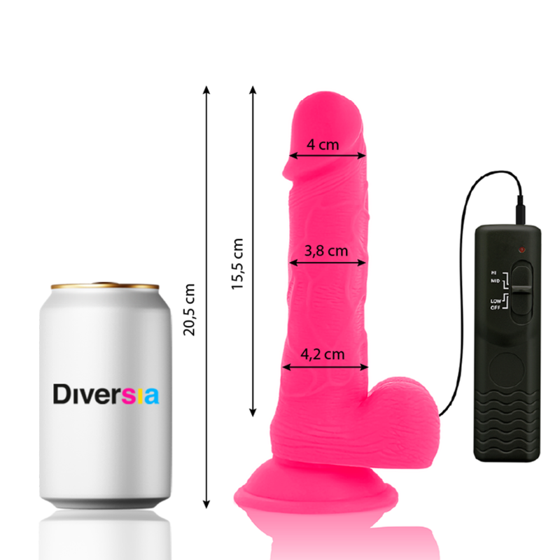 Diversia - Dildo Flexible Con Vibracion Rosa 20.5 Cm -O- 4.2 Cm