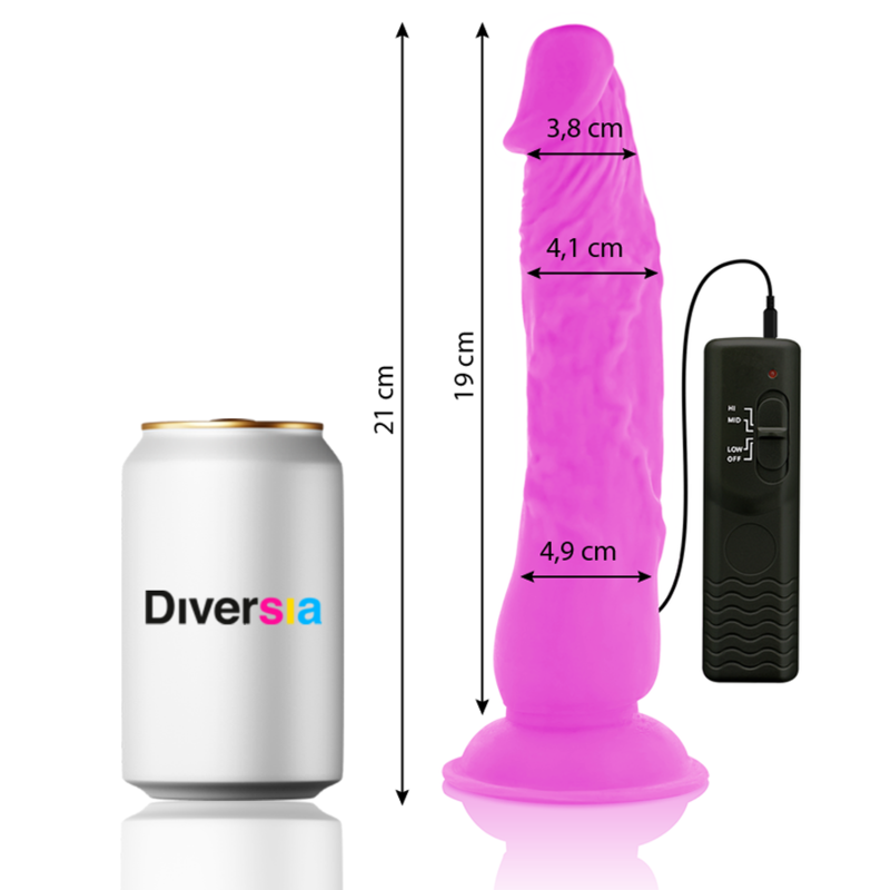 Diversia - Dildo Flexible Con Vibracion Lila 21 Cm -O- 4.9 Cm