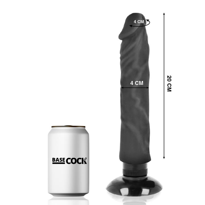 Basecock - Vibrador Realistico 2-1 Natural Negro 20 Cm -O- 4 Cm