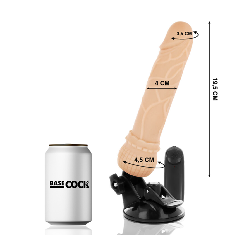 Basecock - Vibrador Realistico Control Remoto Natural 19.5 Cm -O- 4 Cm
