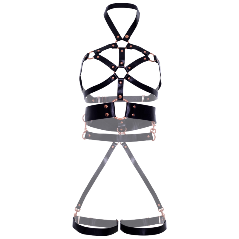 Leg Avenue Arnes Body Cuero Vegano Agarre Negro S