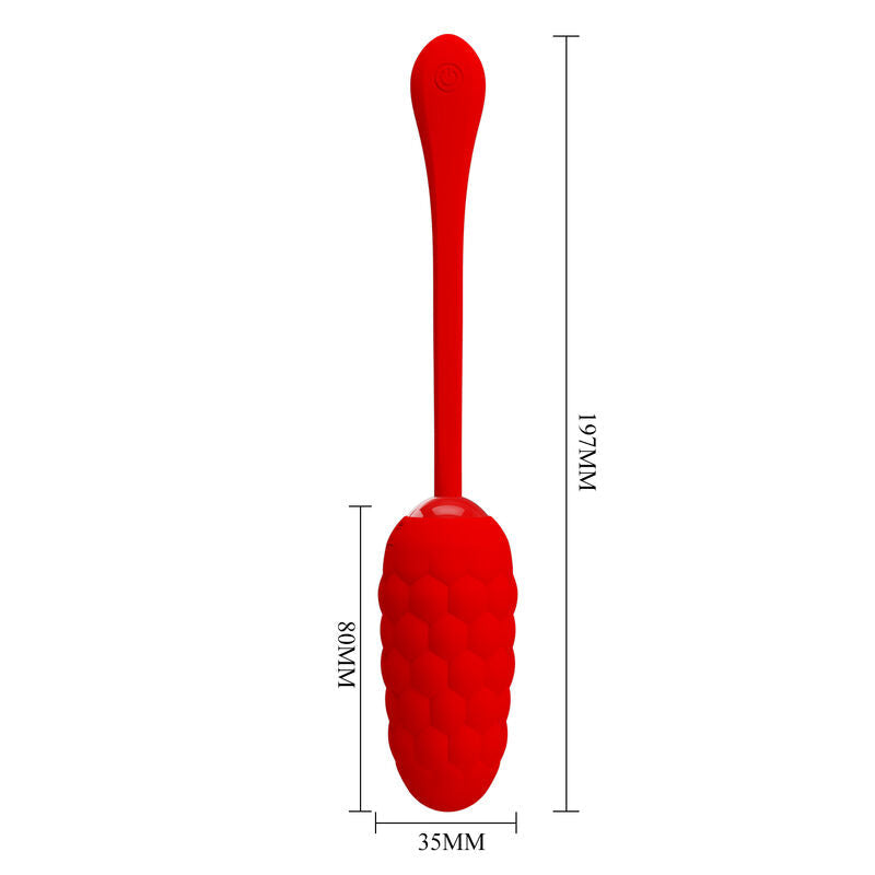 Pretty Love - Huevo Vibrador Con Textura Marina Recargable Rojo