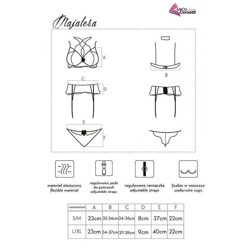Livco Corsetti Fashion - Majalesa Lc 90526 Sujetador + Liguero + Panty Black L/Xl