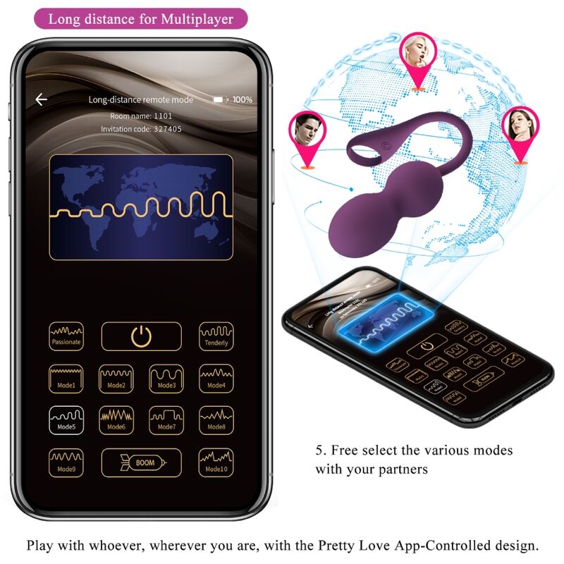 Pretty Love - Elvira Kegel Balls App Control Remoto Morado