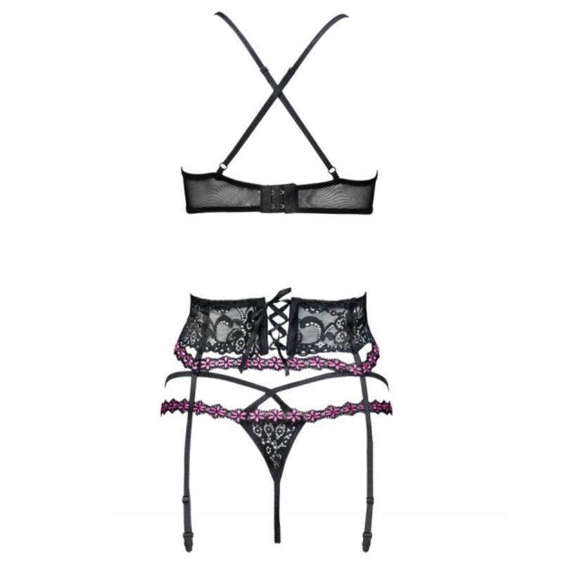 Livco Corsetti Fashion - Snehana Lc 90443 Sujetador + Liguero + Panty Negro L/Xl